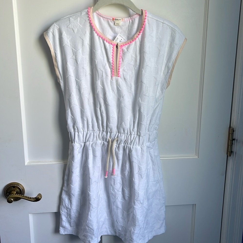 Crewcuts Girls Towel Coverup Star Dress - color: white, pink - size: 12 (girls)